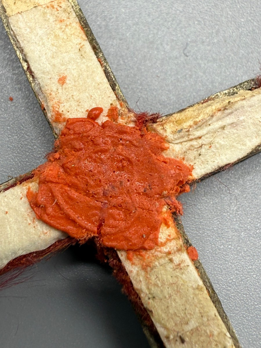 Croce pettorale stauroteca in argento  con all'interno altra teca con frammento della S.CROCE-photo-3