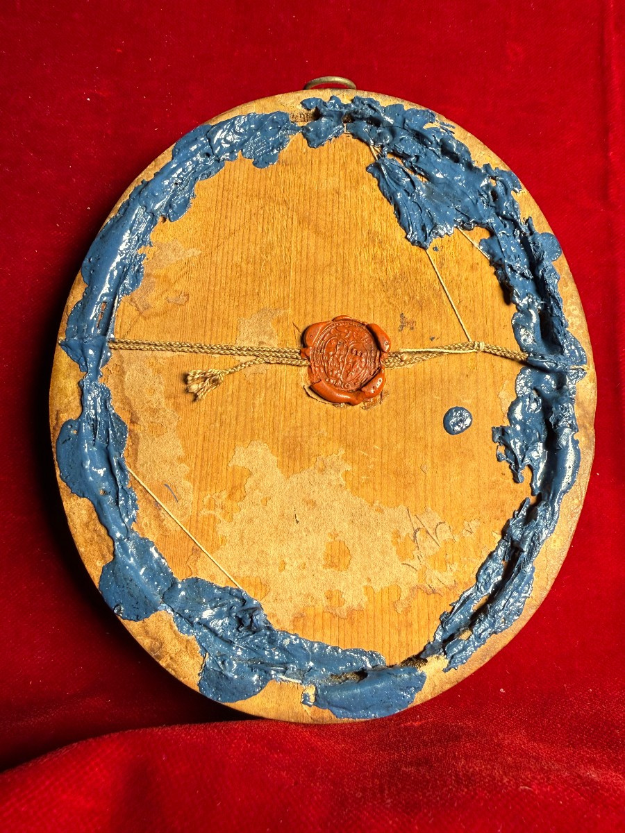 Quadro reliquiario contenente croce di cristallo con frammento della S.Croce e altre 4 reliquie-photo-3