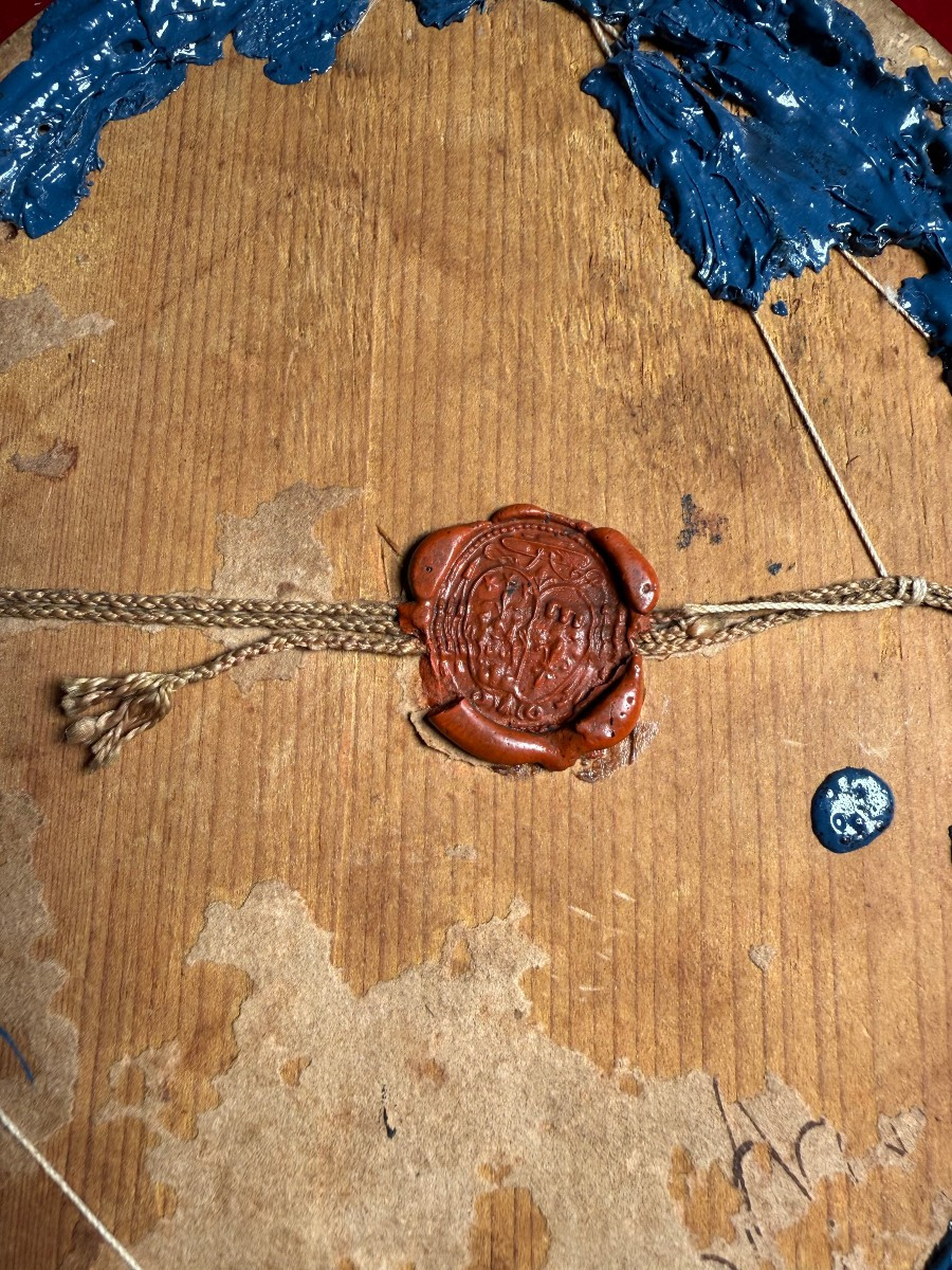 Quadro reliquiario contenente croce di cristallo con frammento della S.Croce e altre 4 reliquie-photo-4