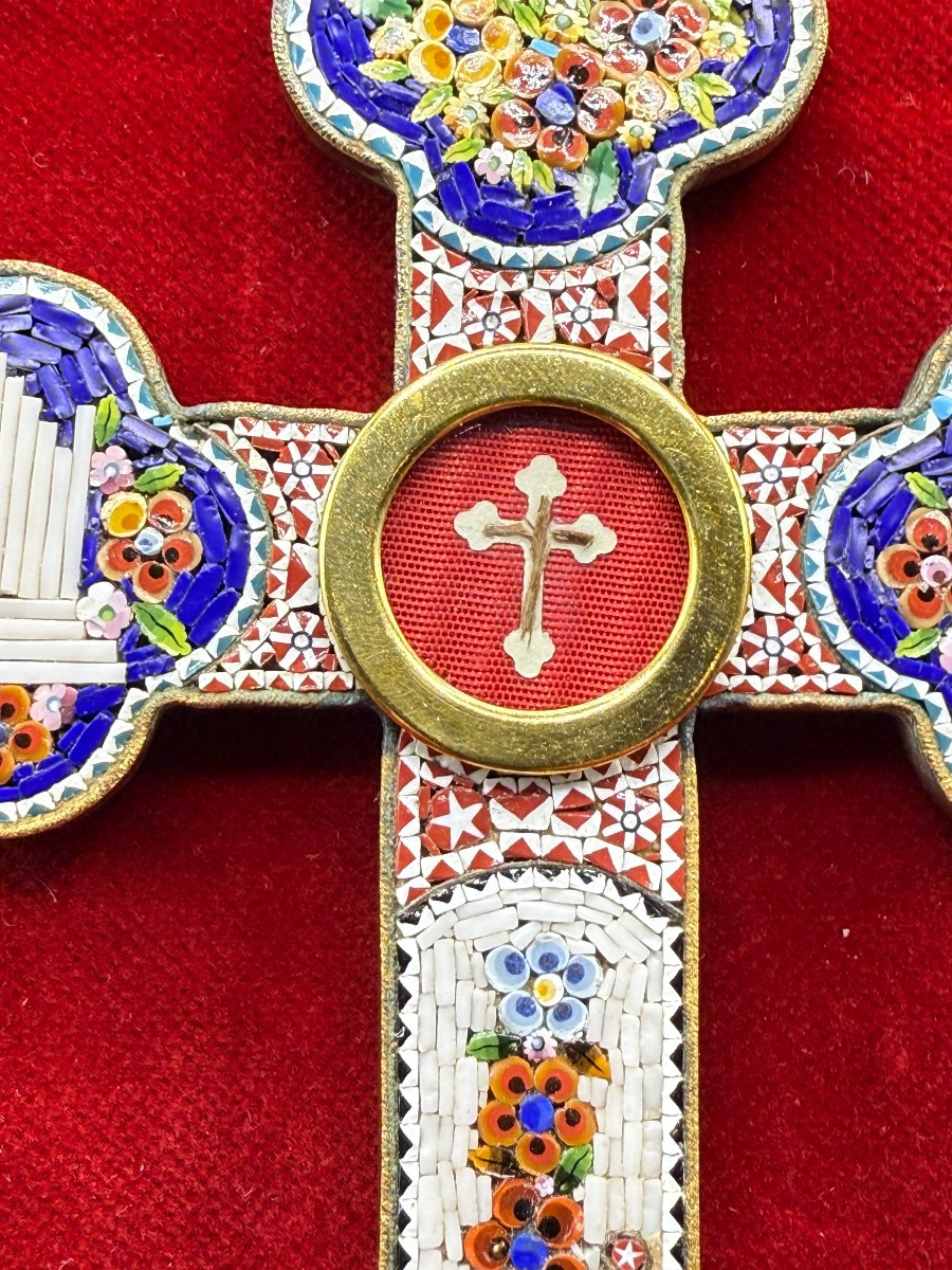 Croce pettorale stauroteca in mosaico romano con inserito  un frammento della S.Croce -photo-2