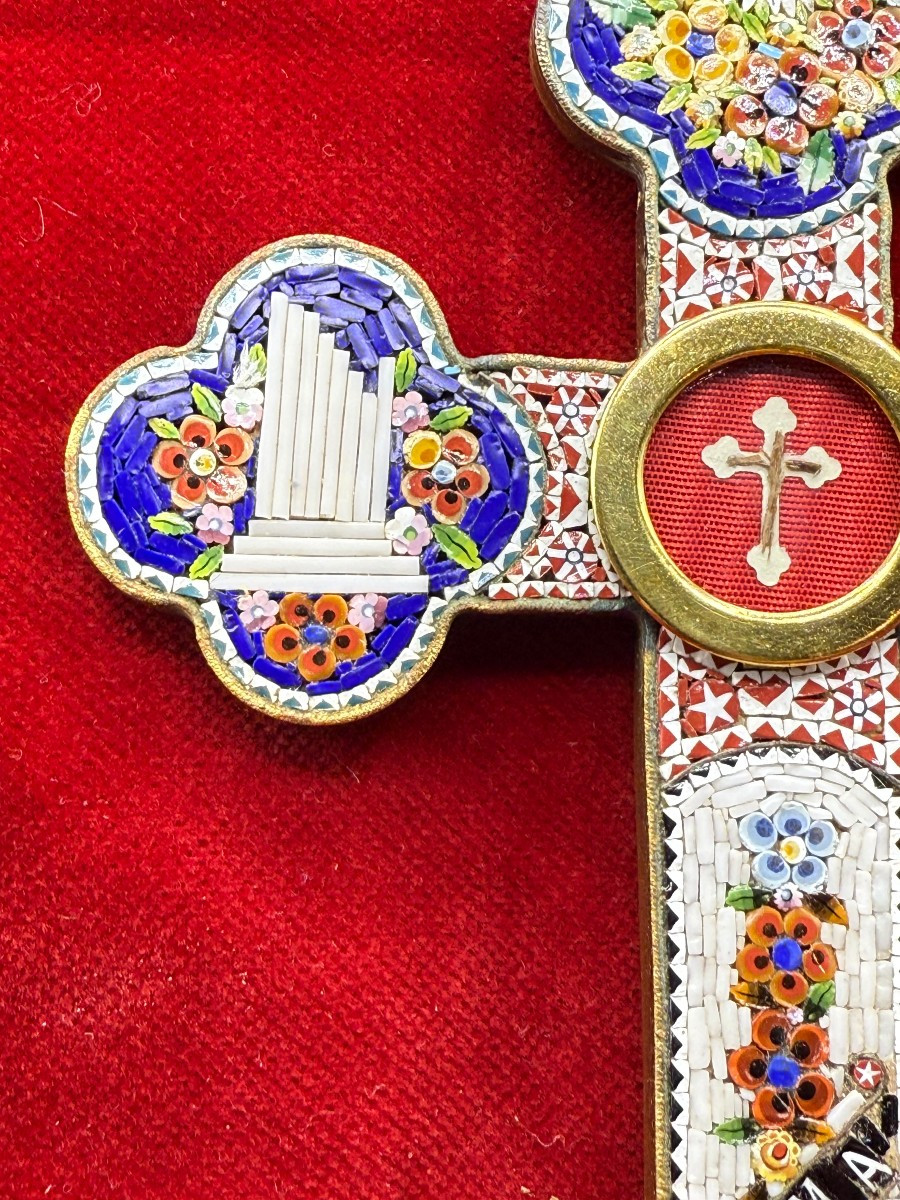 Croce pettorale stauroteca in mosaico romano con inserito  un frammento della S.Croce -photo-3