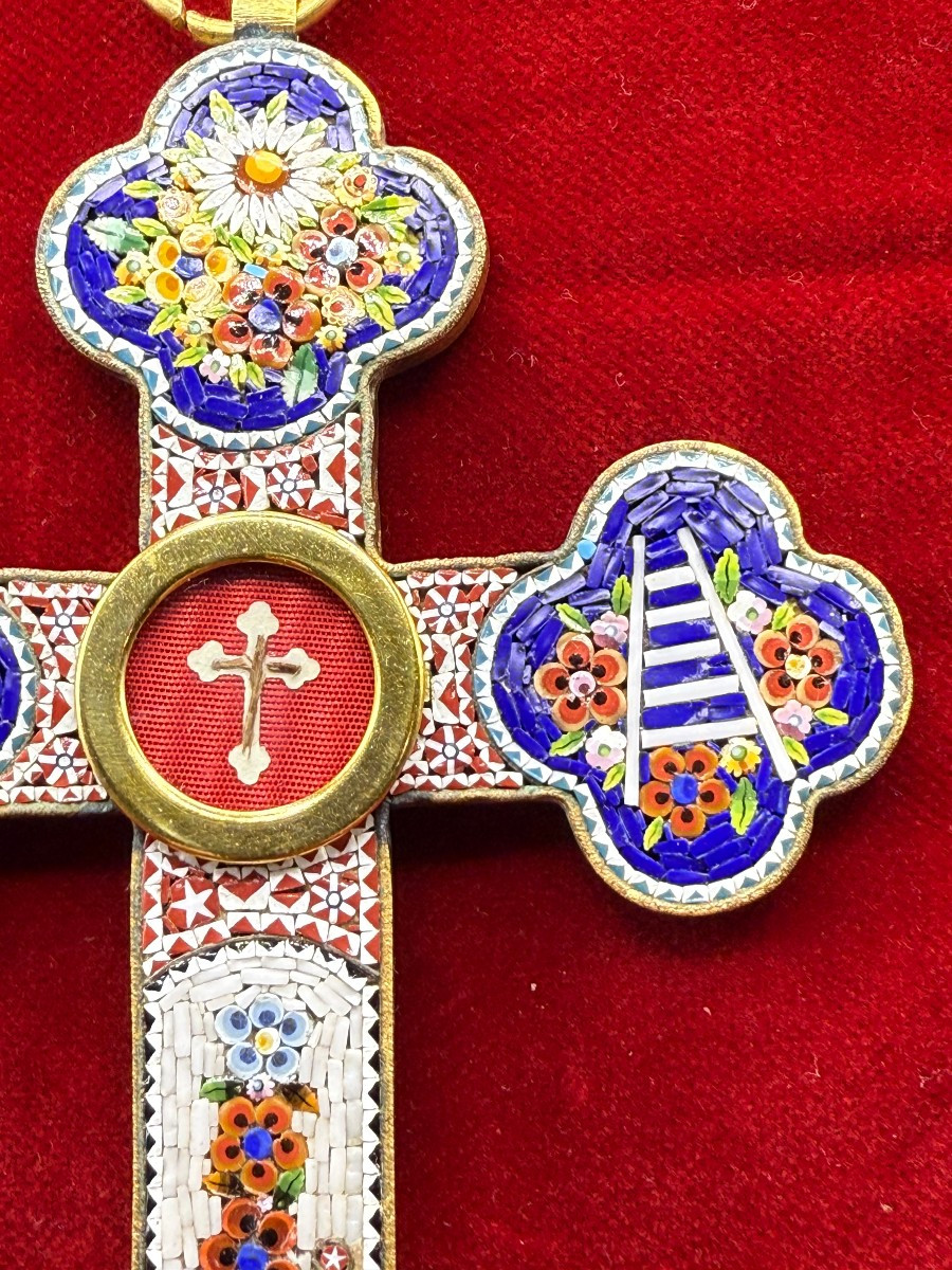 Croce pettorale stauroteca in mosaico romano con inserito  un frammento della S.Croce -photo-4