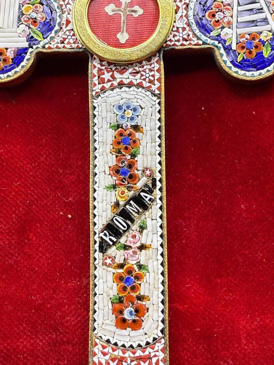 Croce pettorale stauroteca in mosaico romano con inserito  un frammento della S.Croce -photo-1