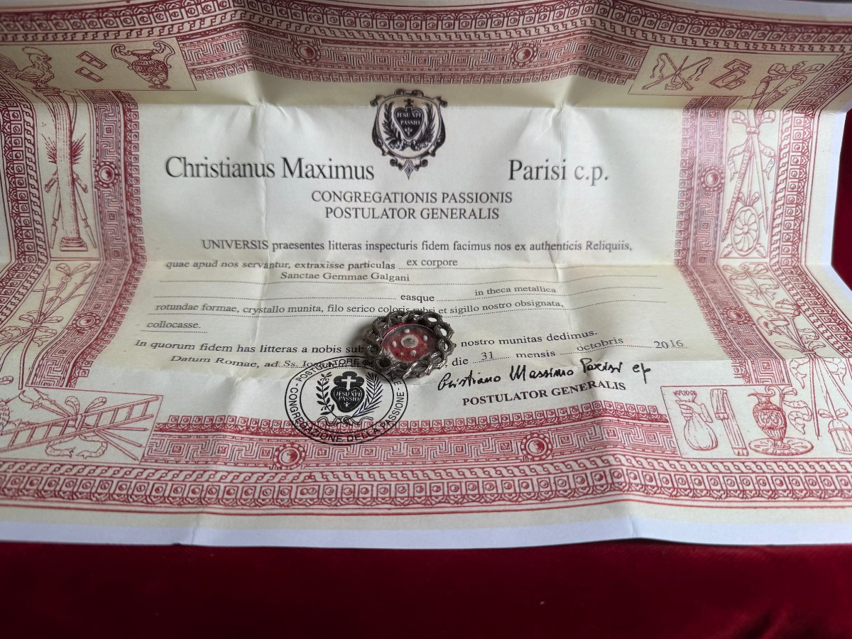 Reliquiario di S.Gemma Galgani con sua bolla di autentica 