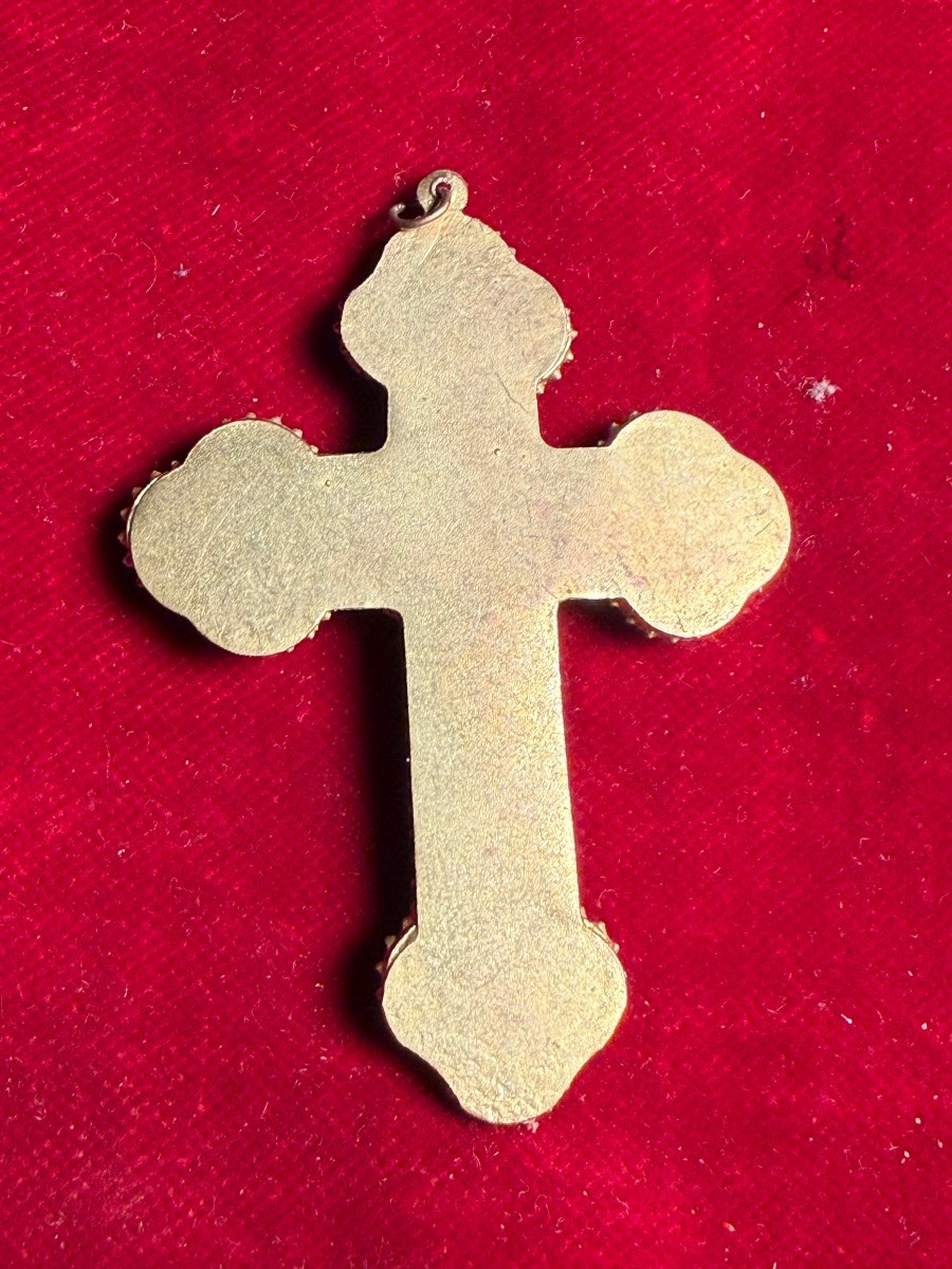 Croce pettorale in mosaico romano con reliquie della Passione -photo-3