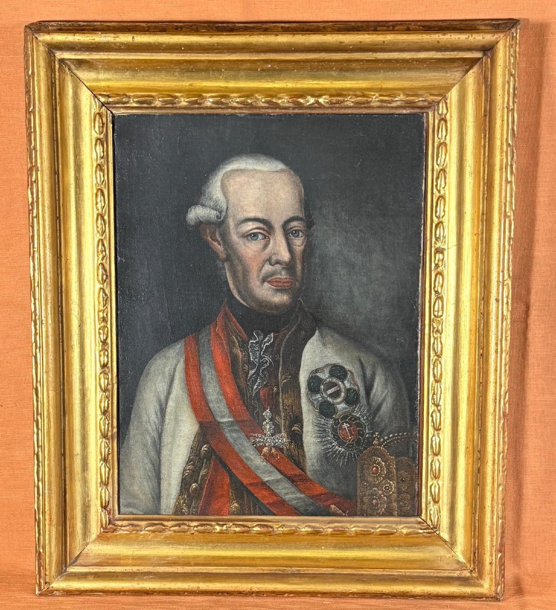 Dipinto su tela del XVIII°secolo rapprentante il Granduca Pietro Leopoldo di Lorena in sua corn