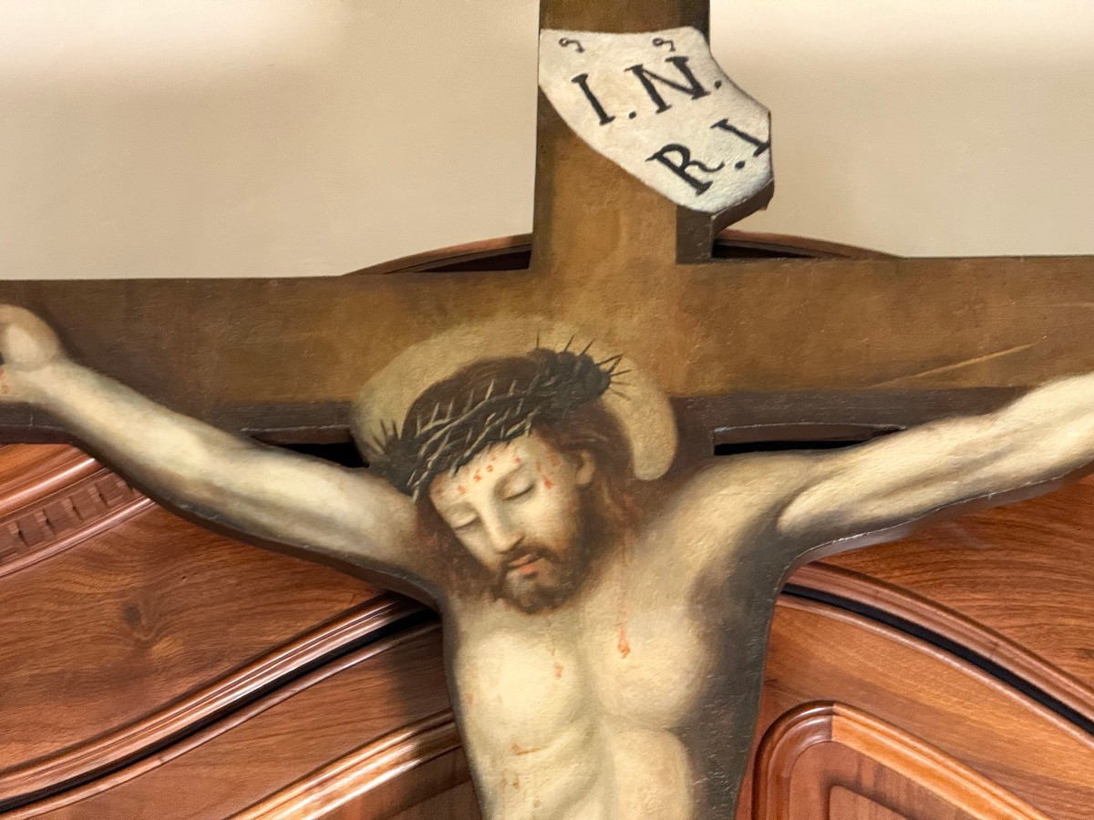 Crocifisso dipinto e sagomato su legno della fine del XVIII° secolo inizi XIX° -photo-2