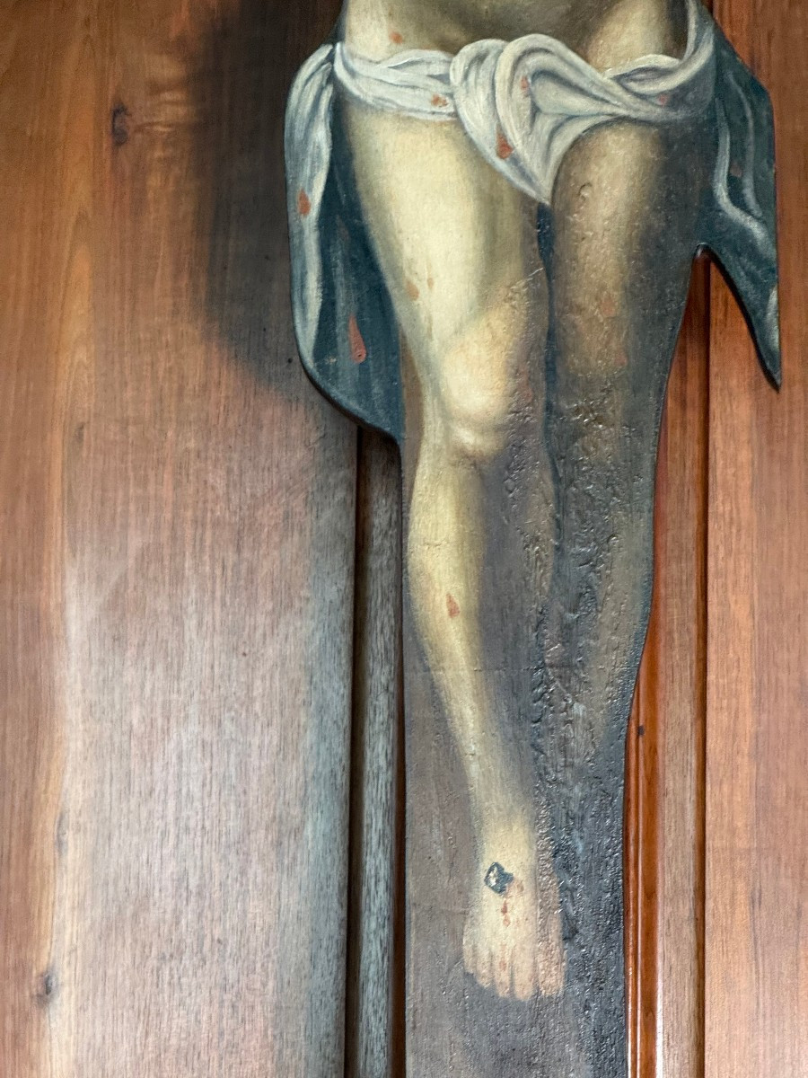 Crocifisso dipinto e sagomato su legno della fine del XVIII° secolo inizi XIX° -photo-3