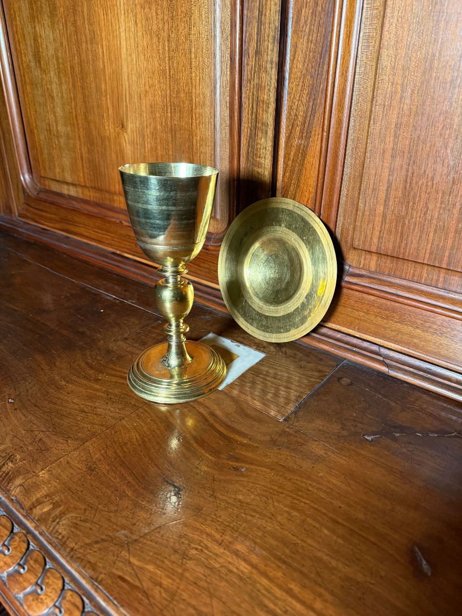 Calice toscano in bronzo dorato della metà del XVII sec. 