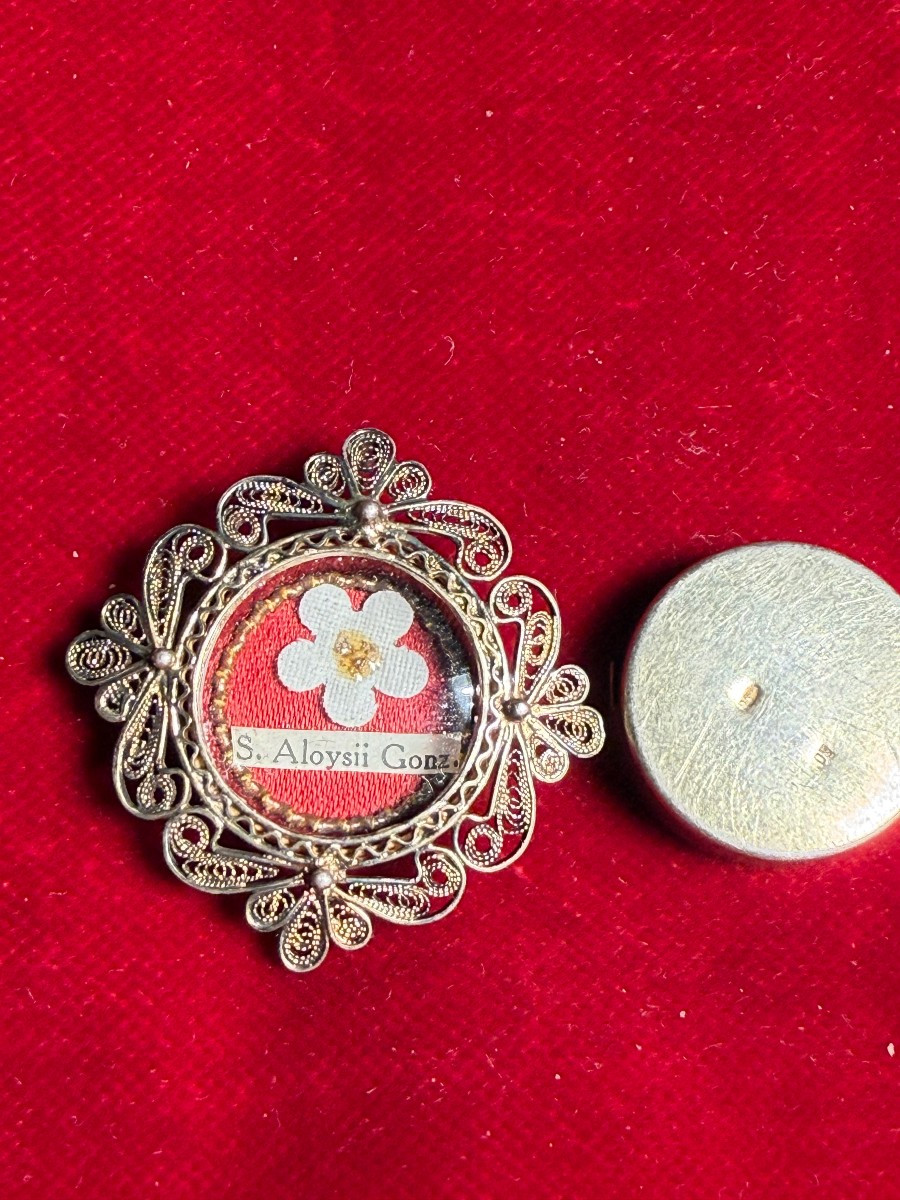 Reliquiario in filigrana d'argento di San Luigi Gonzaga 