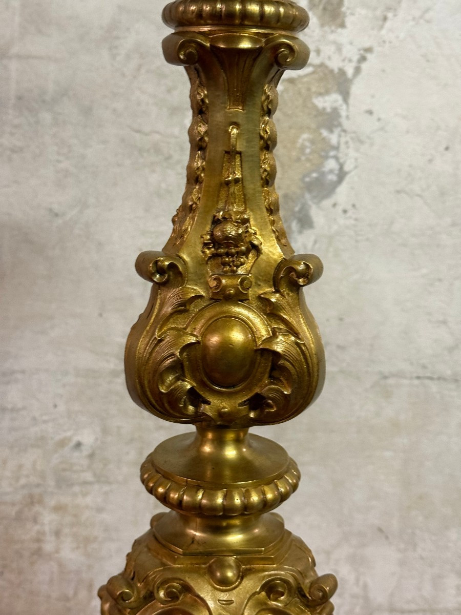 Due candelieri in bronzo dorato in stile '500 -photo-2