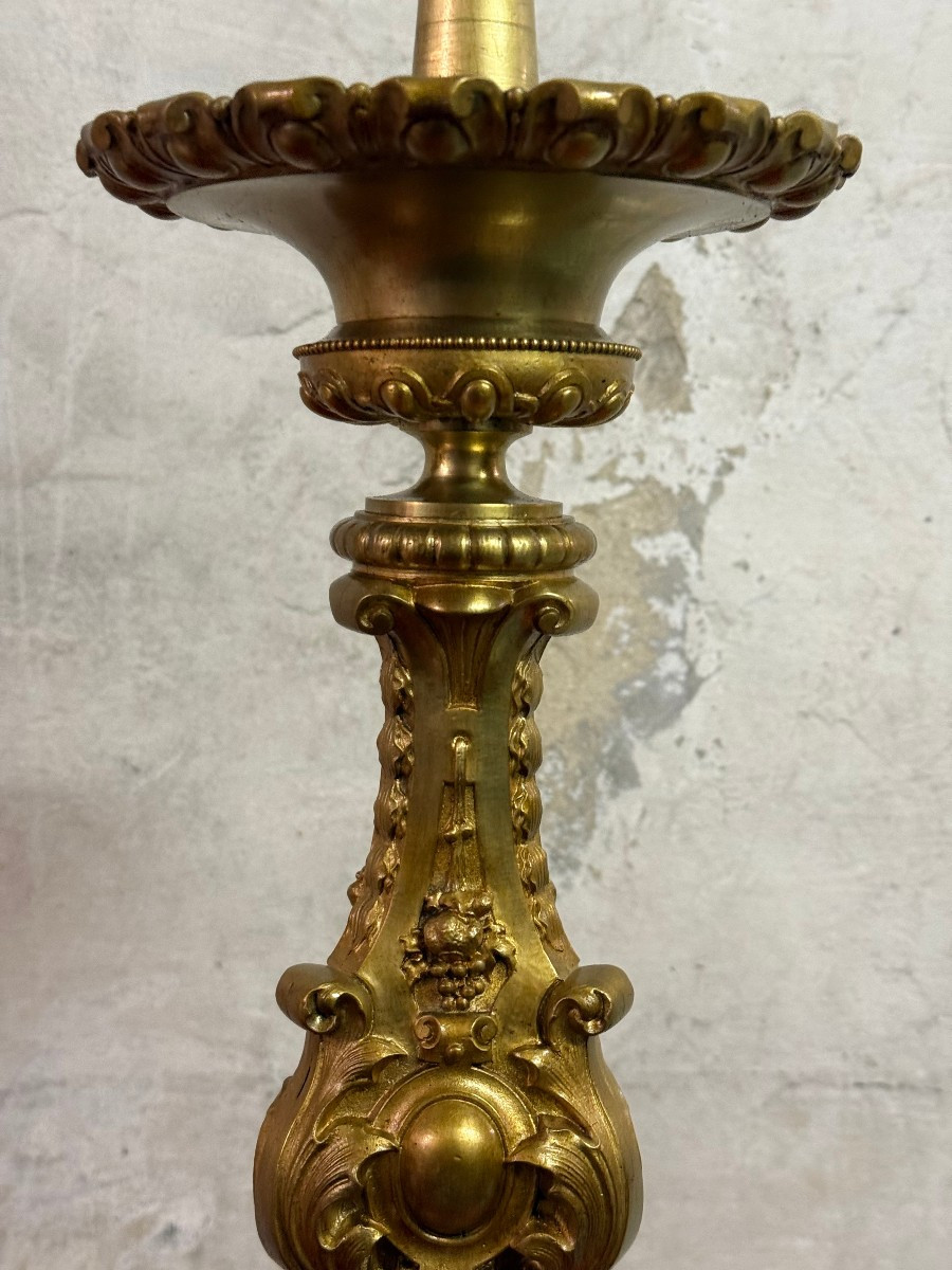 Due candelieri in bronzo dorato in stile '500 -photo-4