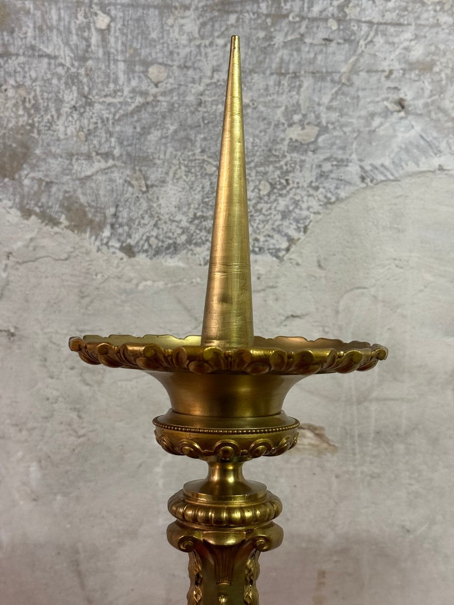 Due candelieri in bronzo dorato in stile '500 -photo-4