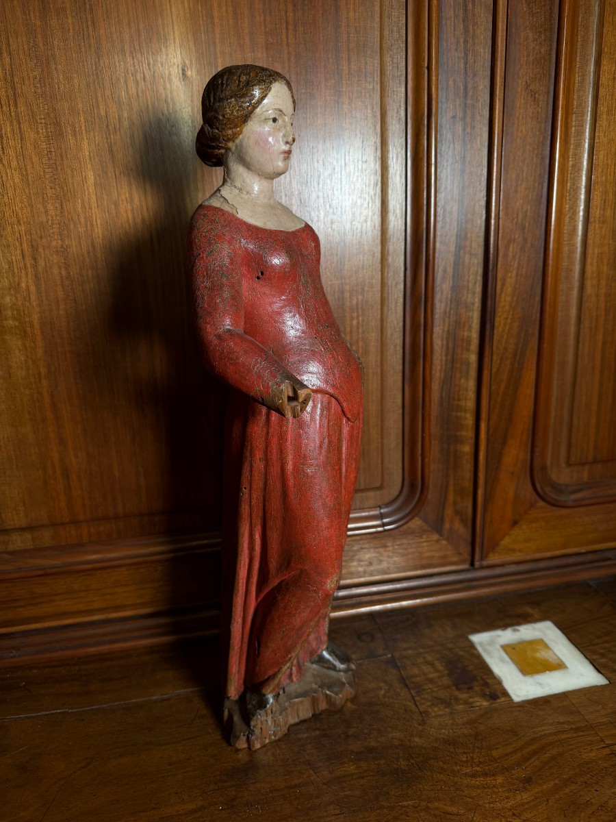 Statuetta lignea policroma del '500 rappresentante Maria SS.Annunciata  -photo-2