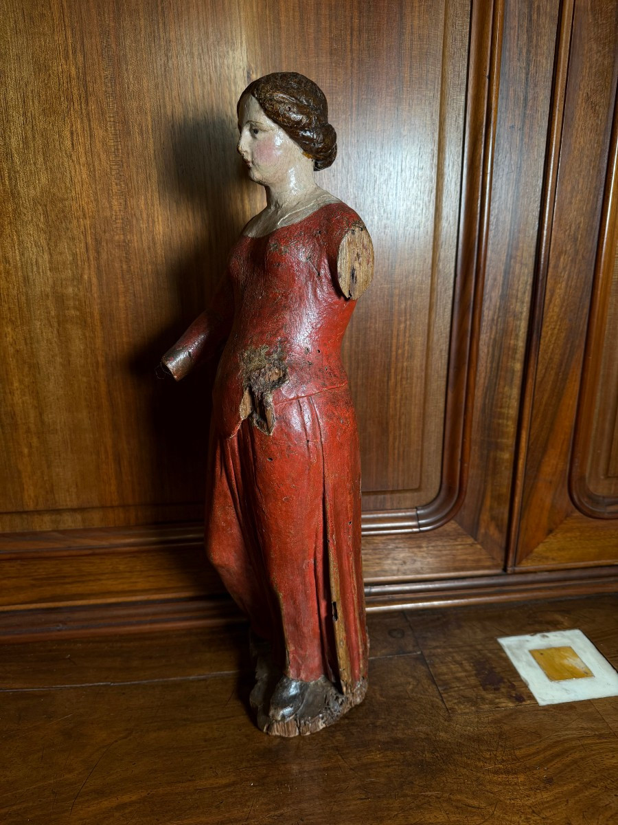 Statuetta lignea policroma del '500 rappresentante Maria SS.Annunciata  -photo-3