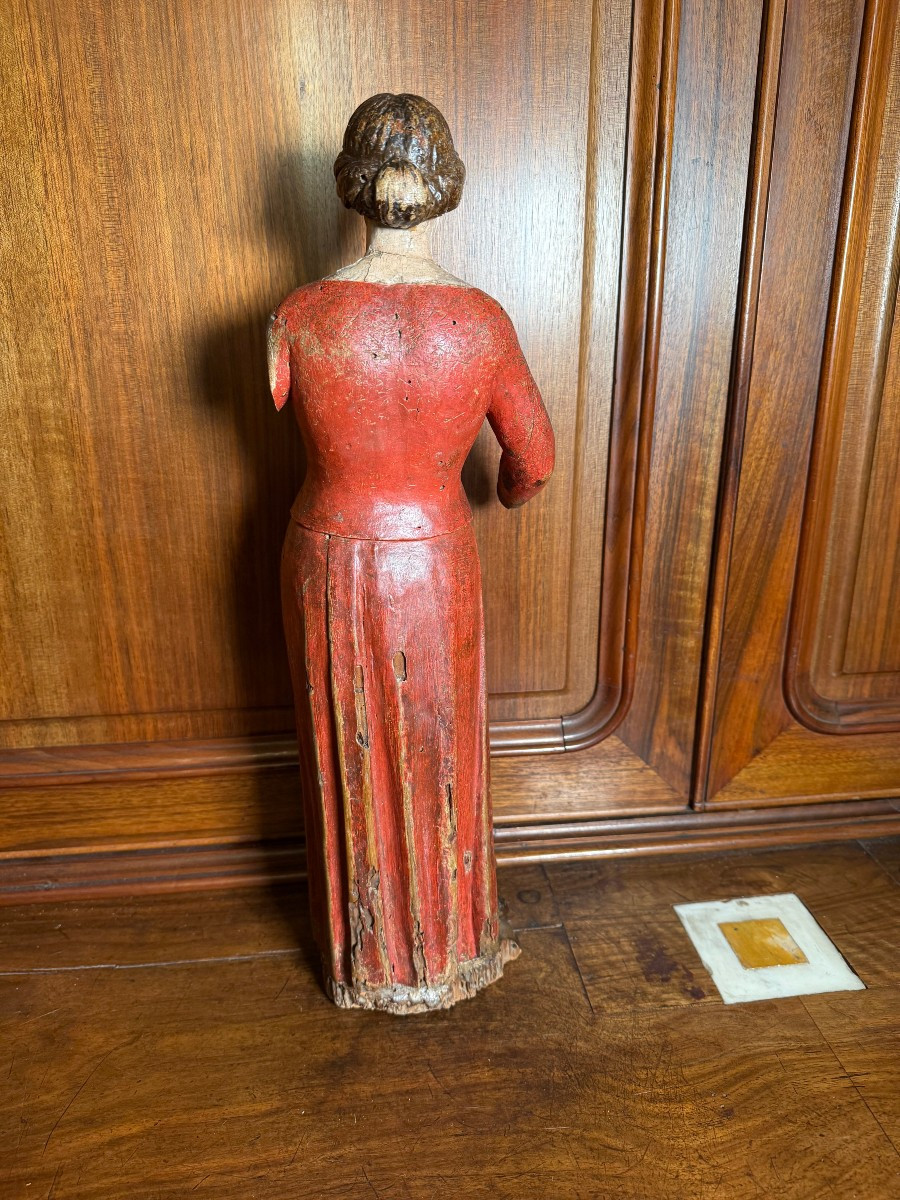 Statuetta lignea policroma del '500 rappresentante Maria SS.Annunciata  -photo-4
