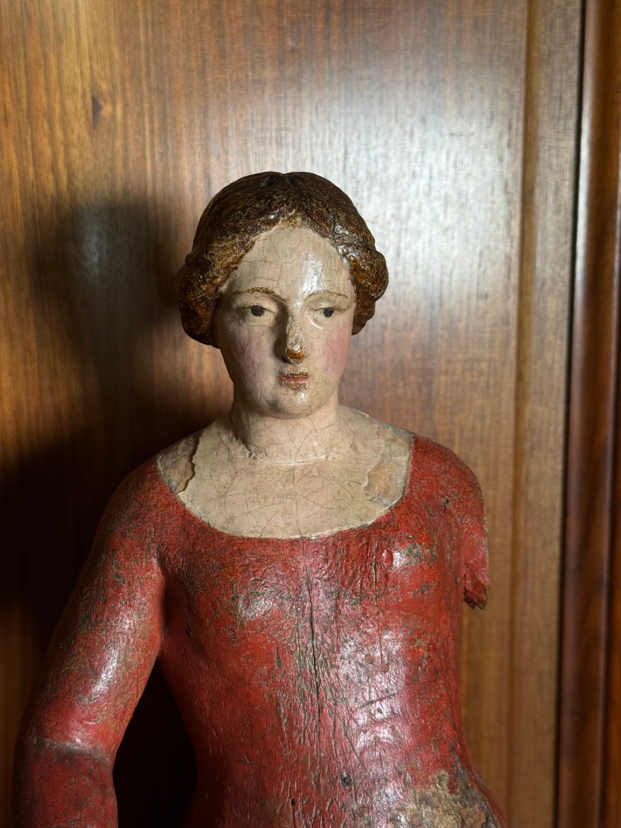 Statuetta lignea policroma del '500 rappresentante Maria SS.Annunciata  -photo-1