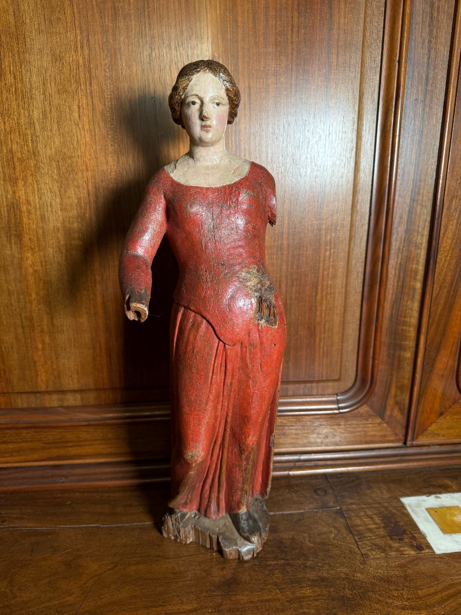 Statuetta lignea policroma del '500 rappresentante Maria SS.Annunciata  