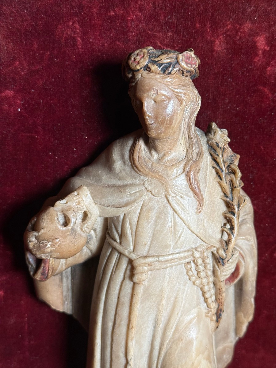 Statuetta in alabastro di S.Rosalia oggetto del sec.XVII° ambito siciliano montata su base mode-photo-2