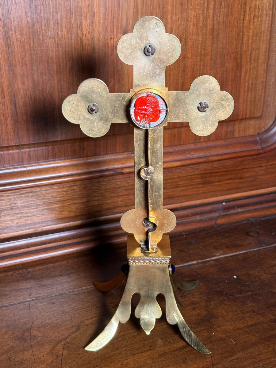 Stauroteca dei primi del '900  con sua reliquia della S.Croce al centro del reliquiario -photo-5