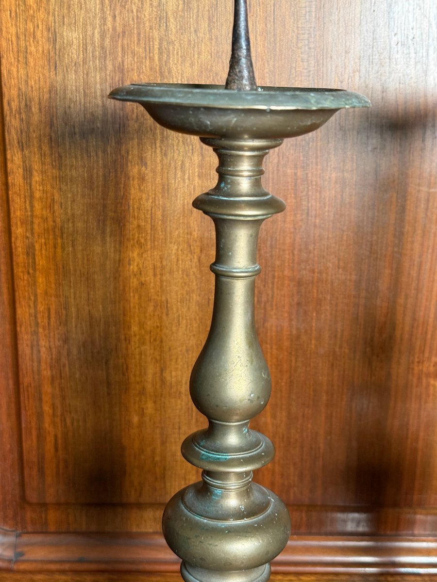 Coppia di candelieri torniti in bronzo  sec. XIX° -photo-4
