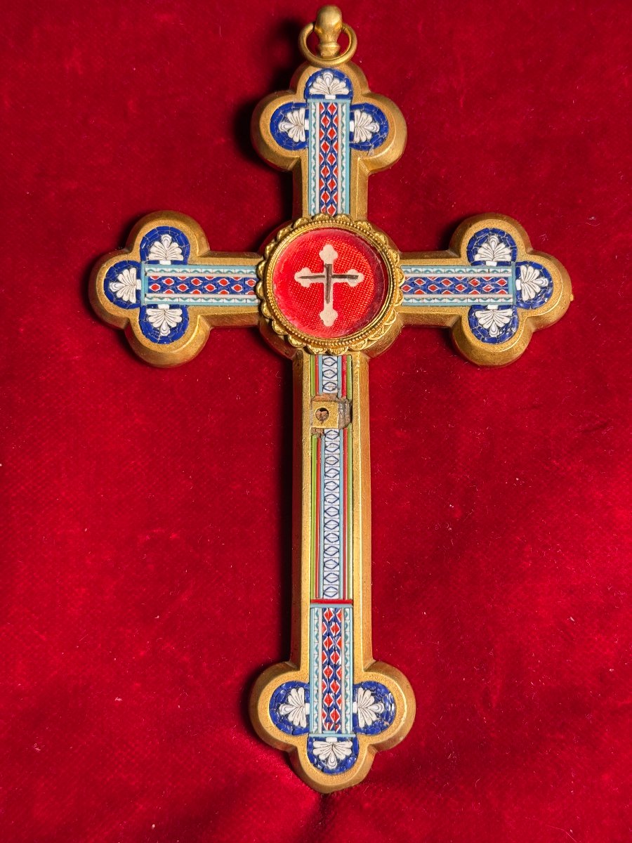 Croce pettorale stauroteca in mosaico romano con reliquia della S.Croce 