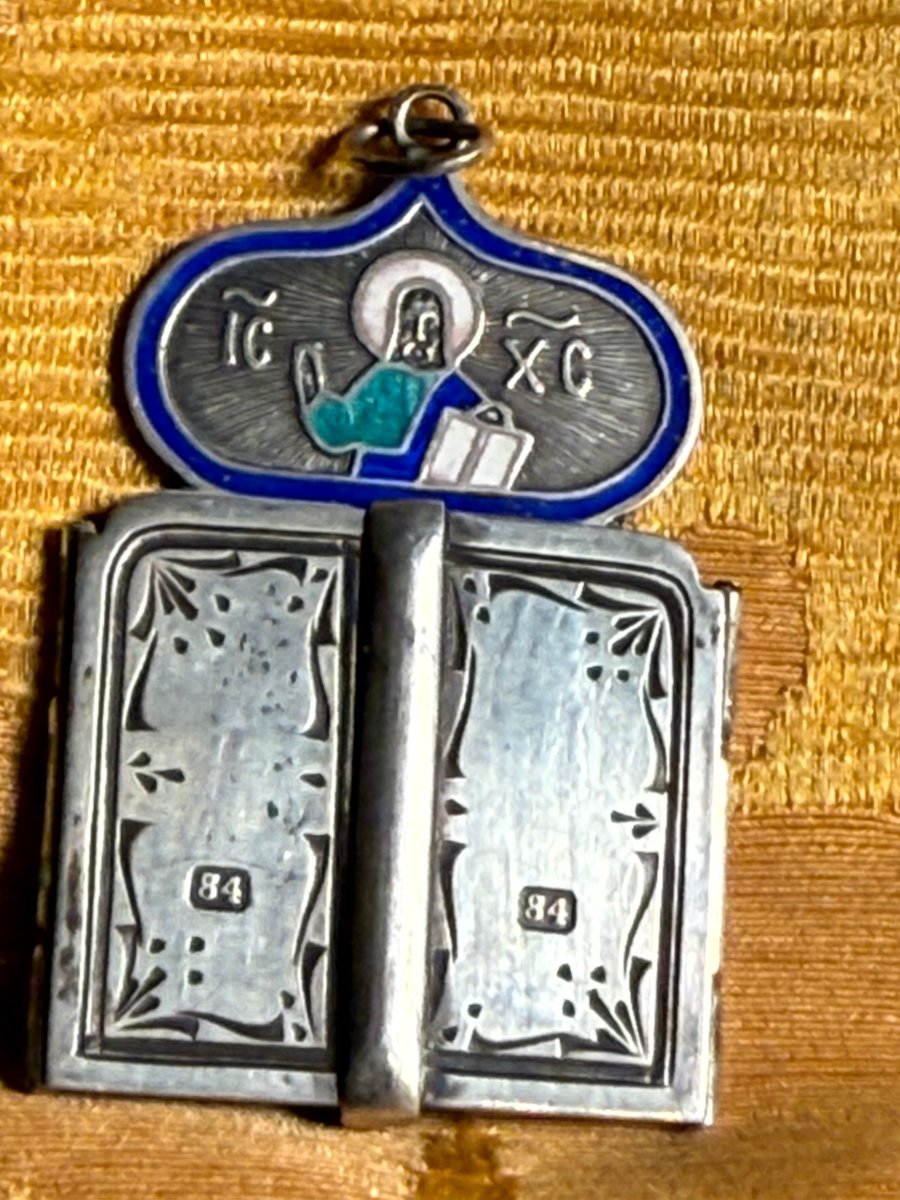 Piccola icona in argento smaltata -photo-3
