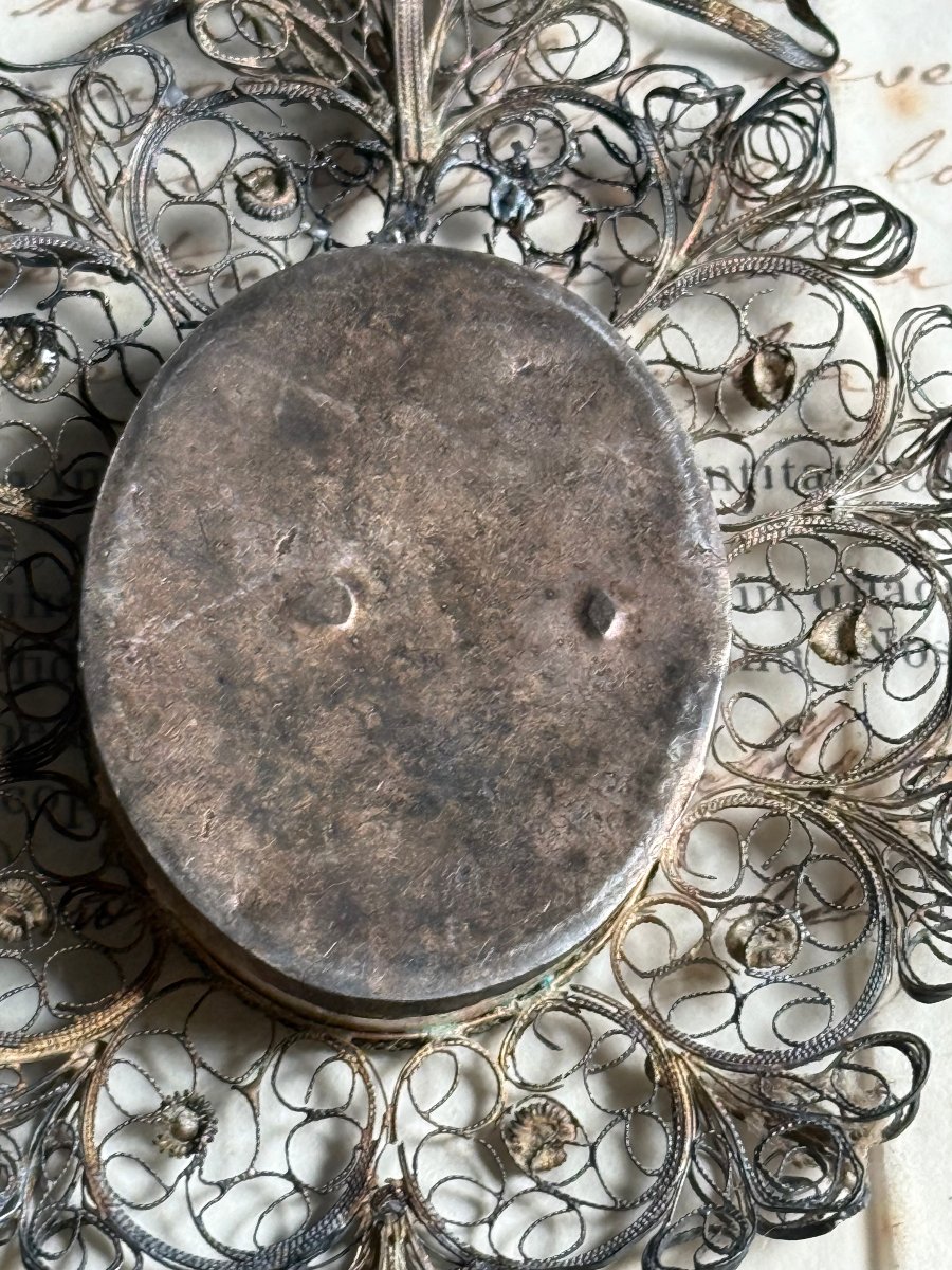 Reliquiario in filigrana d'argento con autentica di S.Anna Giuseppe Leonardo e Andrea Avellino -photo-1