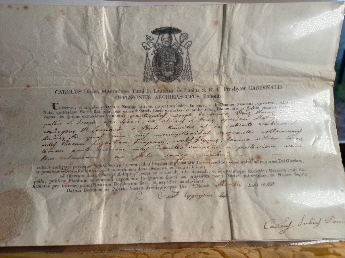 Reliquiario in filigrana d'argento con autentica di S.Anna Giuseppe Leonardo e Andrea Avellino -photo-2