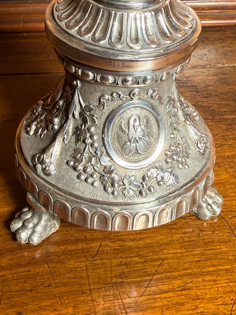 Ostensorio del XVIII°secolo periodo Luigi XV°in argento massiccio in sua custodia  -photo-1