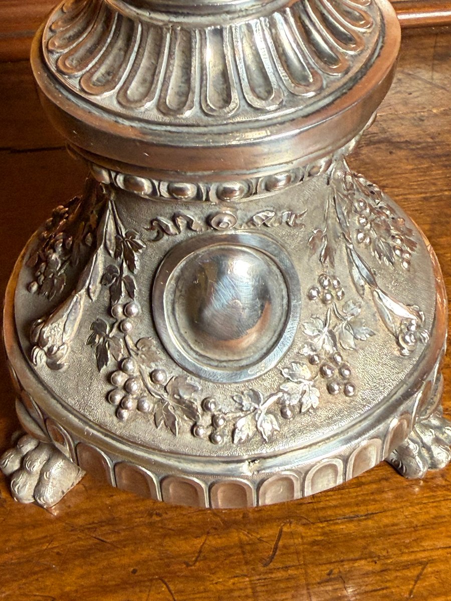 Ostensorio del XVIII°secolo periodo Luigi XV°in argento massiccio in sua custodia  -photo-2