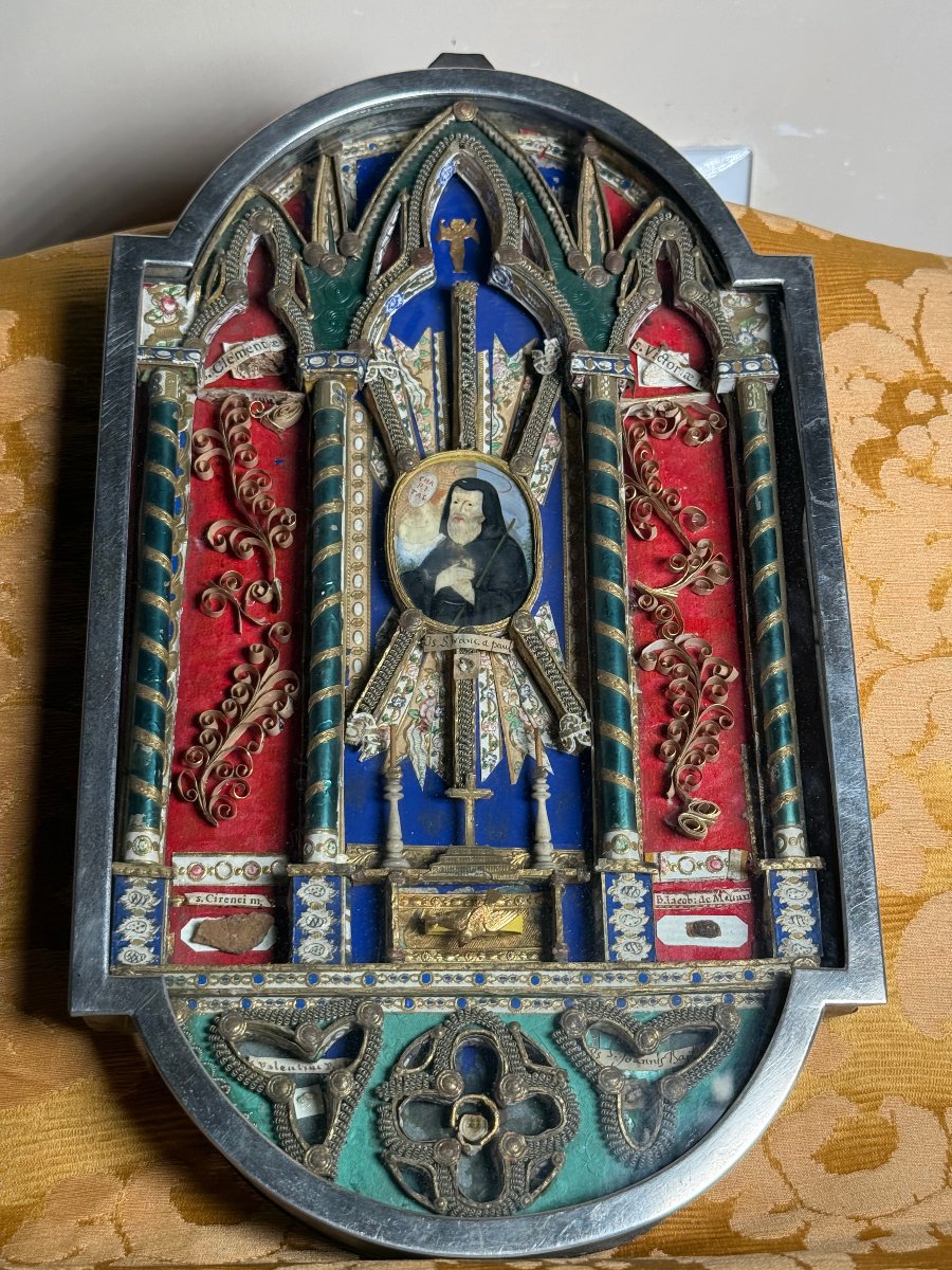 Reliquiario in argento di S.Francesco di Paola e altri 7 Santi  