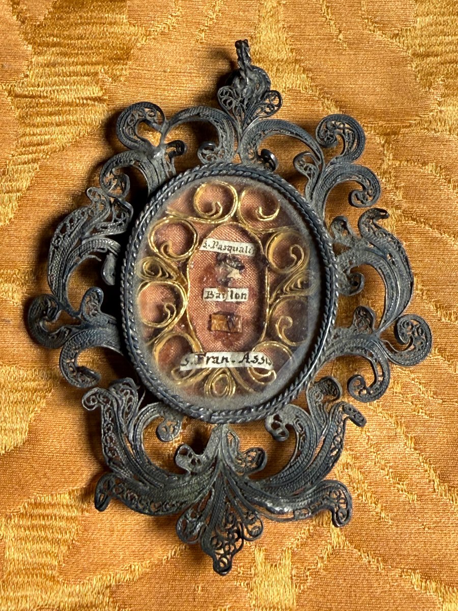 Reliquiario in filigrana d'argento di San Pasquale Baylon e Francesco d'Assisi