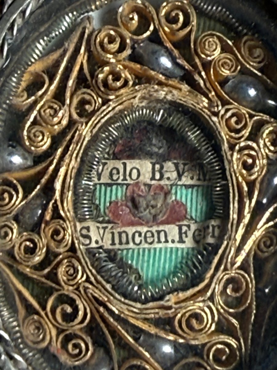 Reliquiario in filigrana d'argento di S.Vincenzo Ferrer e del velo della B.V.M. -photo-2