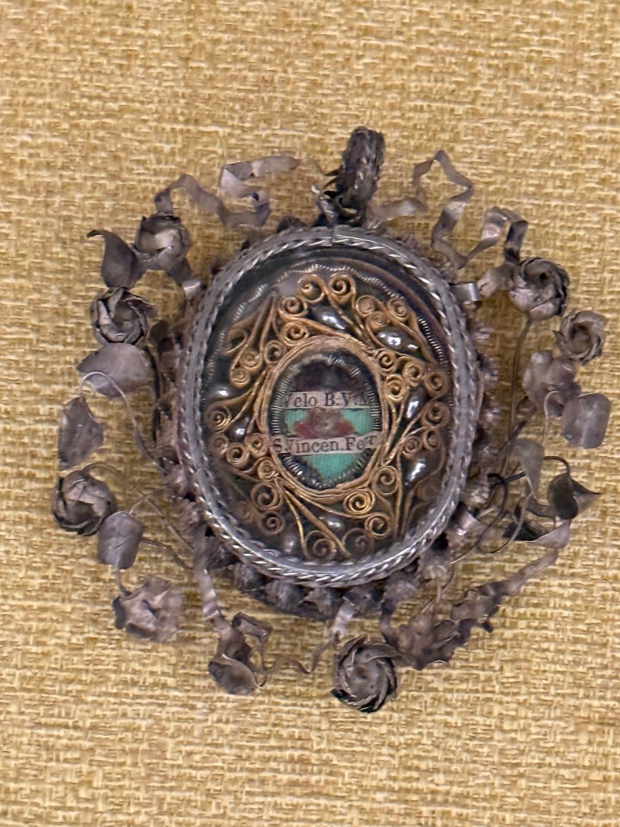Reliquiario in filigrana d'argento di S.Vincenzo Ferrer e del velo della B.V.M. 