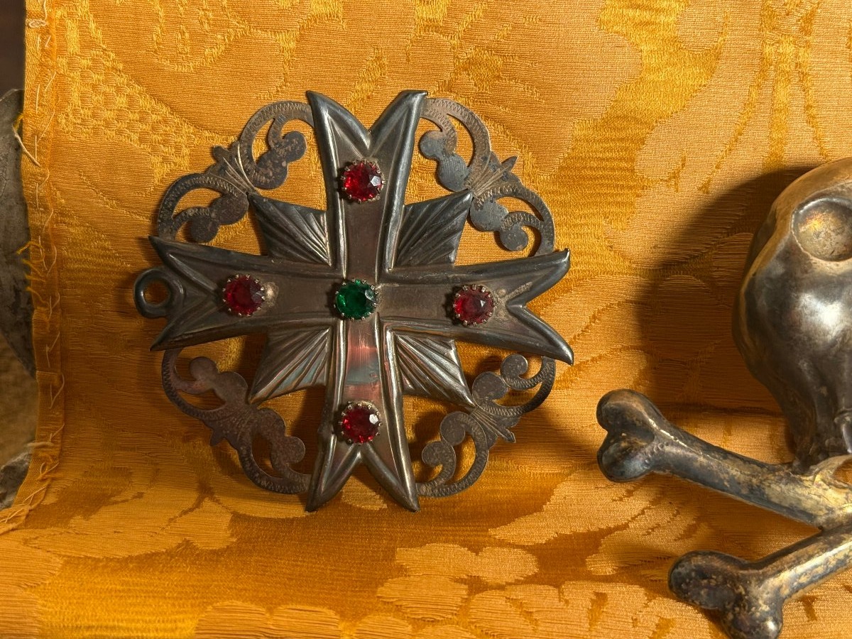 "Vanitas" in argento + croce sec XVIII° -photo-2