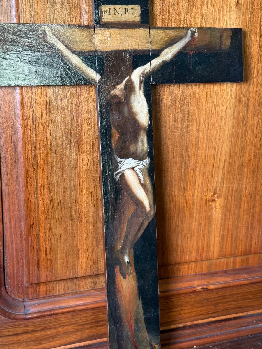 Croce dipinta su tavola sagomata  -photo-2