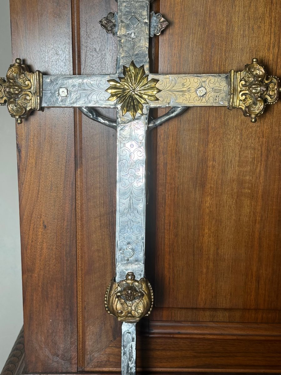 Croce astile in argento e bronzo  -photo-2