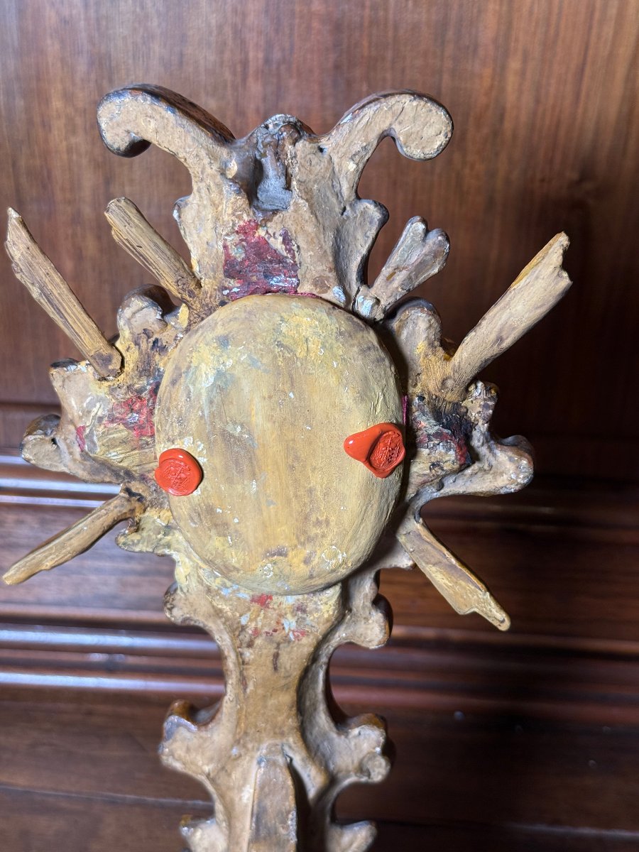 Reliquiario in legno intagliato e meccato contenente le reliquie della S.Croce -photo-3