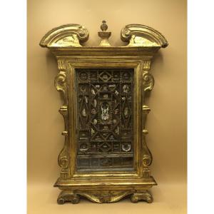 RELIQUIARIO A CORNICE DEL XVII° SECOLO CON PIU' RELIQUIE