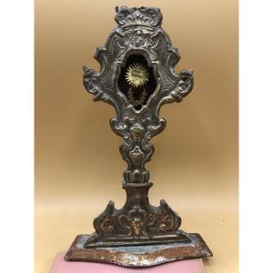 RELIQUIARIO DI SAN POLICARPO VESCOVO E MARTIRE OGGETTO DEL SEC. XVIII° IN METALLO ARGENTATO