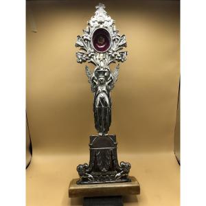 RELIQUIARIO IN ARGENTO MASSICCIO DI SAN ROCCO OGGETTO DEL PERIODO IMPERO 