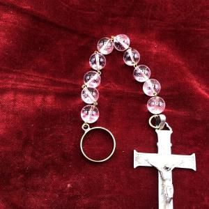 Rosario a dieci poste in cristallo con montatura in argento con suo Crocifisso 