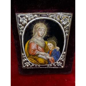 Smalto limoges secolo XVII raffigurante S.Anna e Maria Bambina