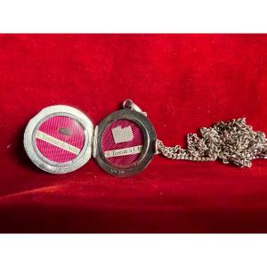 Reliquiario in argento a doppia faccia con catena sempre in argento di S.Teresina del Bambin Ge