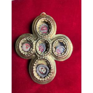 Portareliquie con 5 reliquie di vari santi