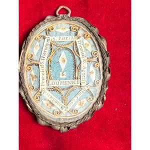 Reliquiario in argento con reliquie 8 santi