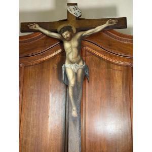 Crocifisso dipinto e sagomato su legno della fine del XVIII° secolo inizi XIX° 