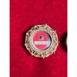 Reliquiario in filigrana d'argento con la reliquia di Papa Pio X°