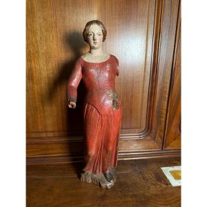 Statuetta lignea policroma del '500 rappresentante Maria SS.Annunciata  